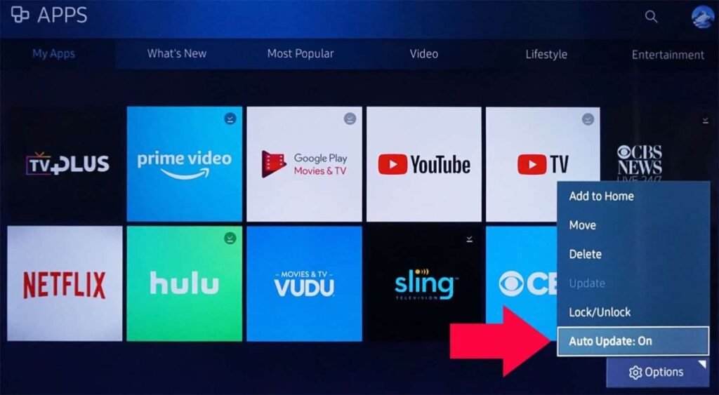 how to update app on samsung smart tv