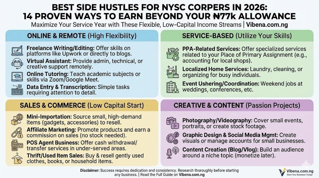 Best Side Hustles for NYSC Corpers in 2026: 14 Proven Ways to Earn Beyond Your ₦77k Allowance