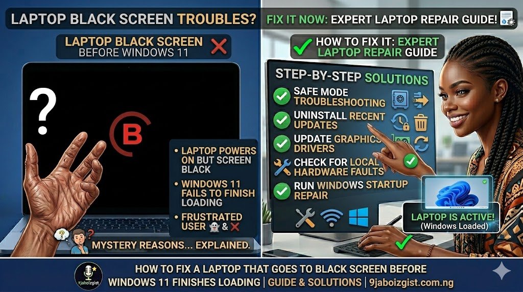 How to Fix a Laptop That Goes to Black Screen Before Windows 11 Finishes Loading